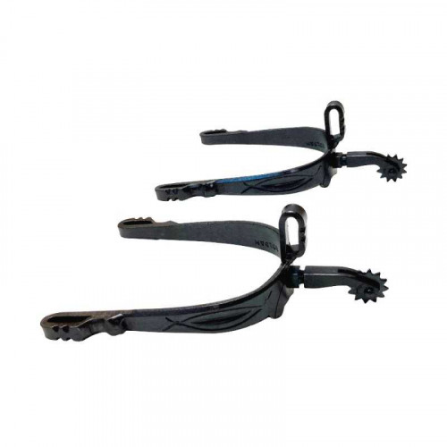 Espuela vaquera pavonada gallo largo curvo ruleta inglesa 2