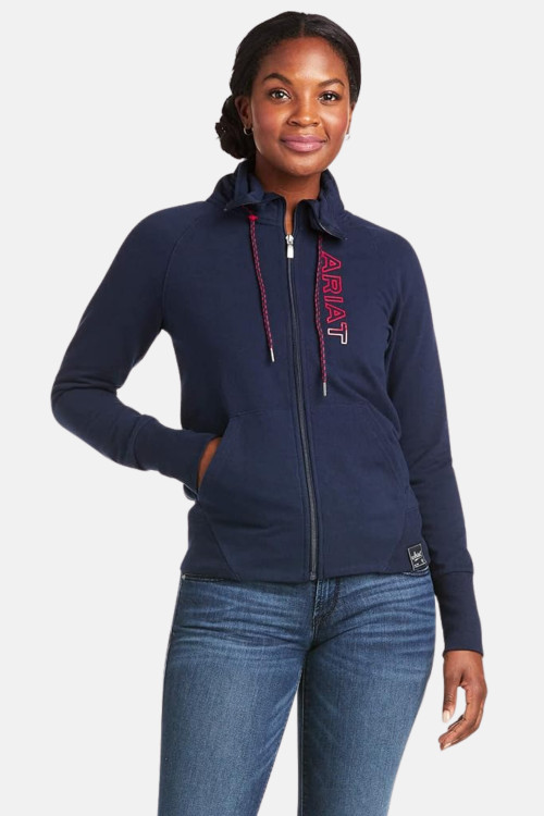 Sudadera ariat team logo full zip mujer