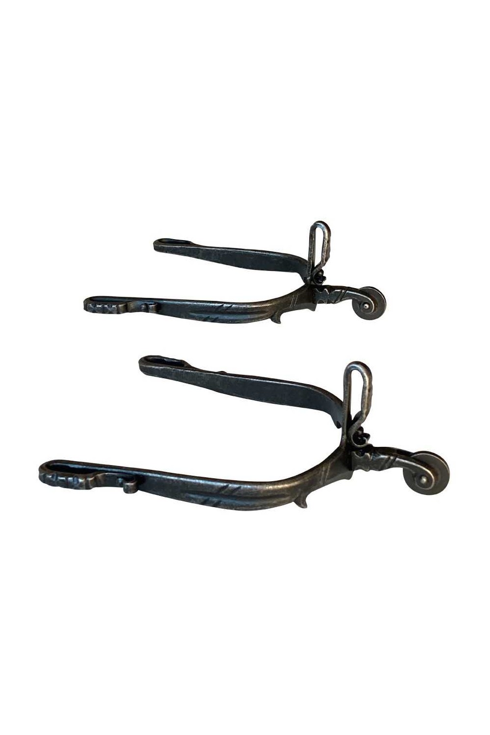 Espuela vaquera de fragua gallo curvo ruleta moneda (par)