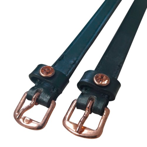 Correas de espuela de cuero con hebilla en oro rosa 2