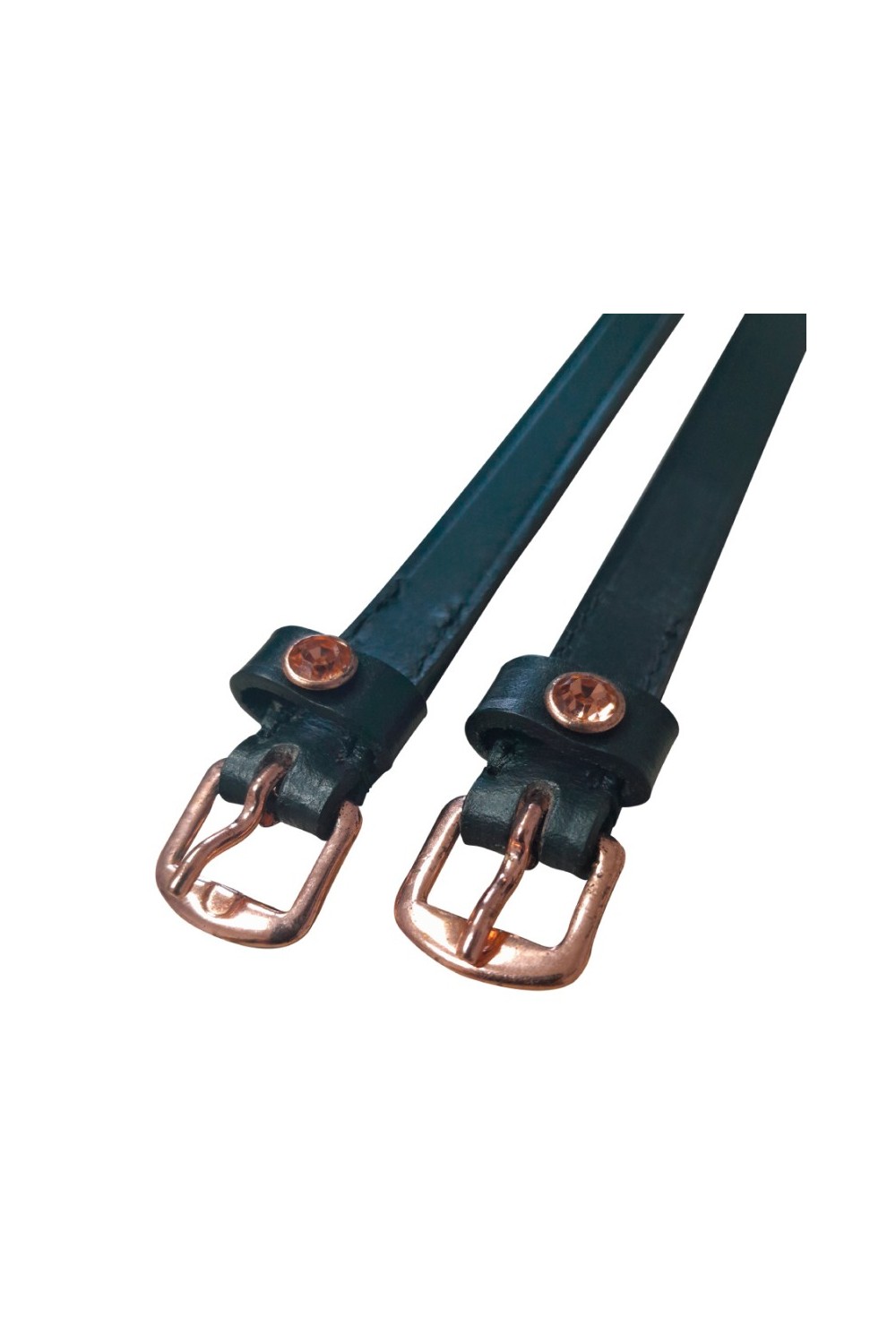 Correas de espuela de cuero con hebilla en oro rosa