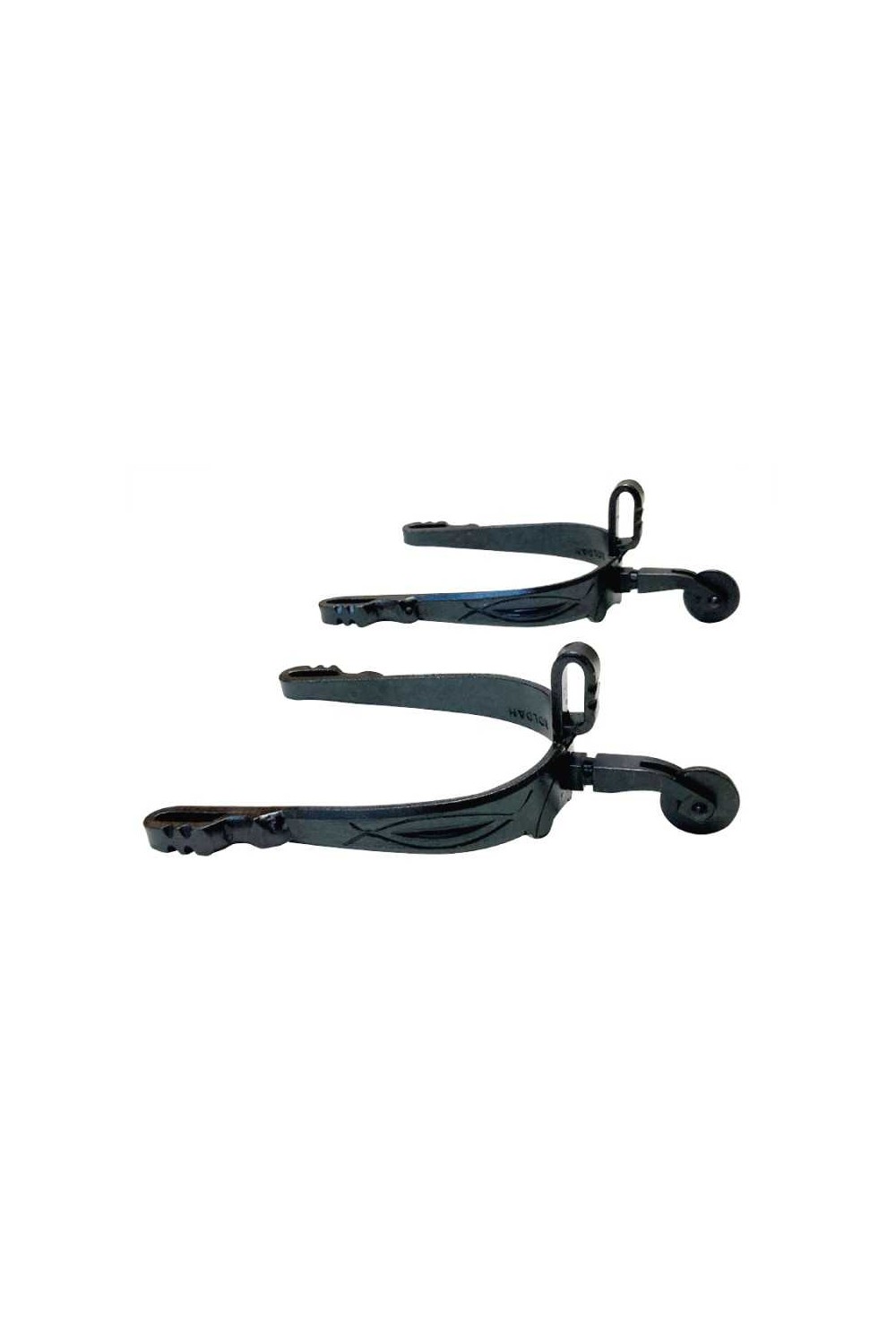 Espuela vaquera pavonada gallo largo curvo