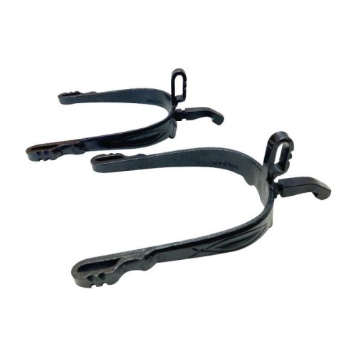 Espuela vaquera pavonada de contacto gallo largo curvo 2