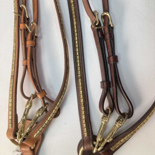 PECHOPETRAL TATTINI EN CUERO DE ALTA CALIDAD, CON ELÃSTICOS Y DECORACIÃ“N DORADA 2