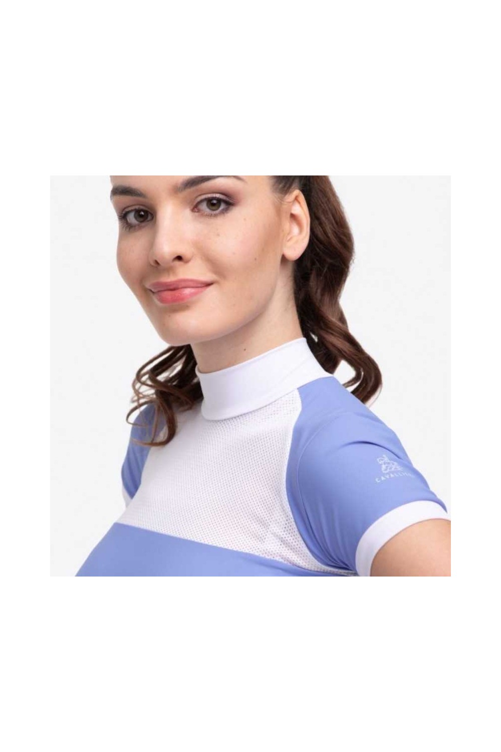Camiseta hÃ­pica de concurso Cavalliera BABY BLUE MESH manga corta