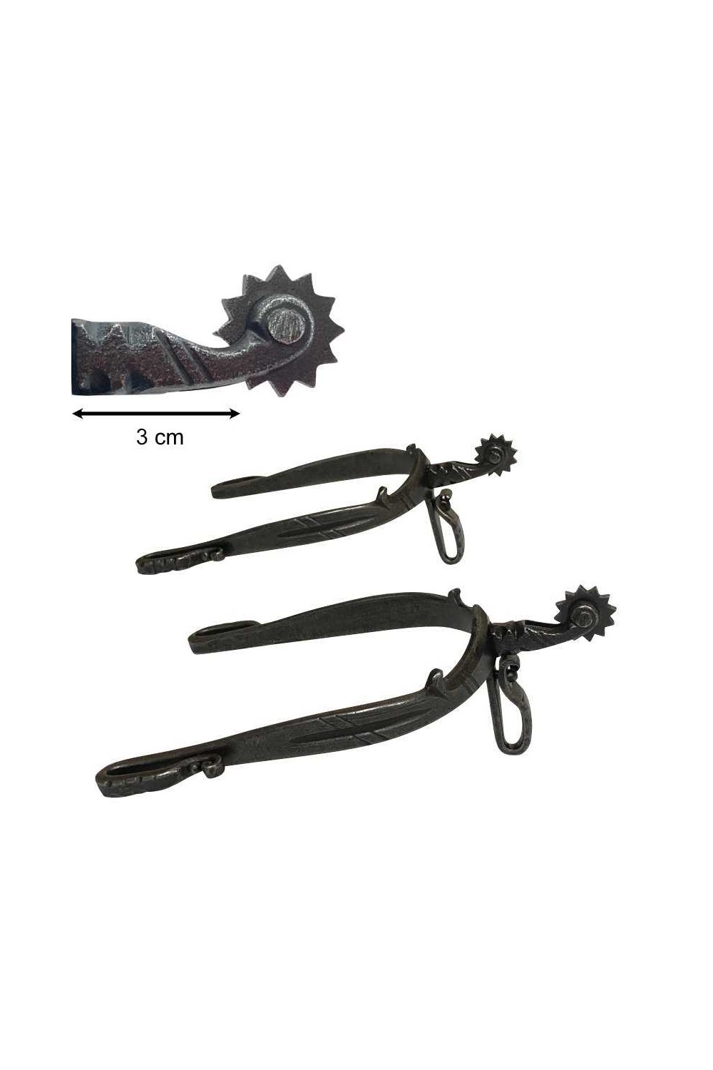 Espuela vaquera de fragua ruleta inglesa