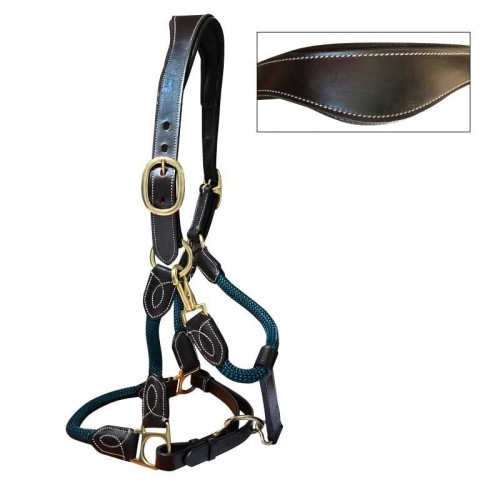 Cabezada de cuadra ergonÃ³mica, cuerda y cuero 2