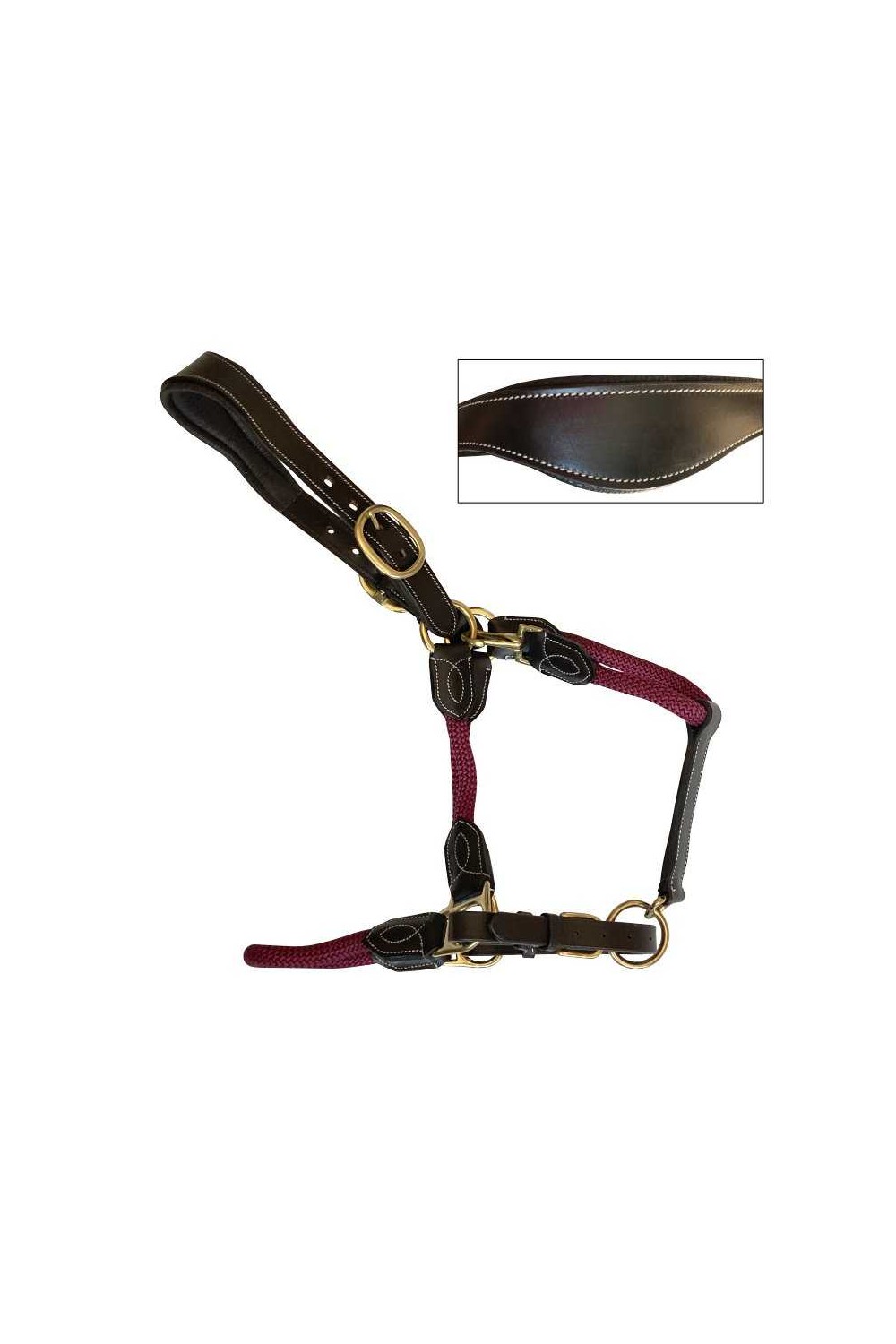 Cabezada de cuadra ergonÃ³mica, cuerda y cuero