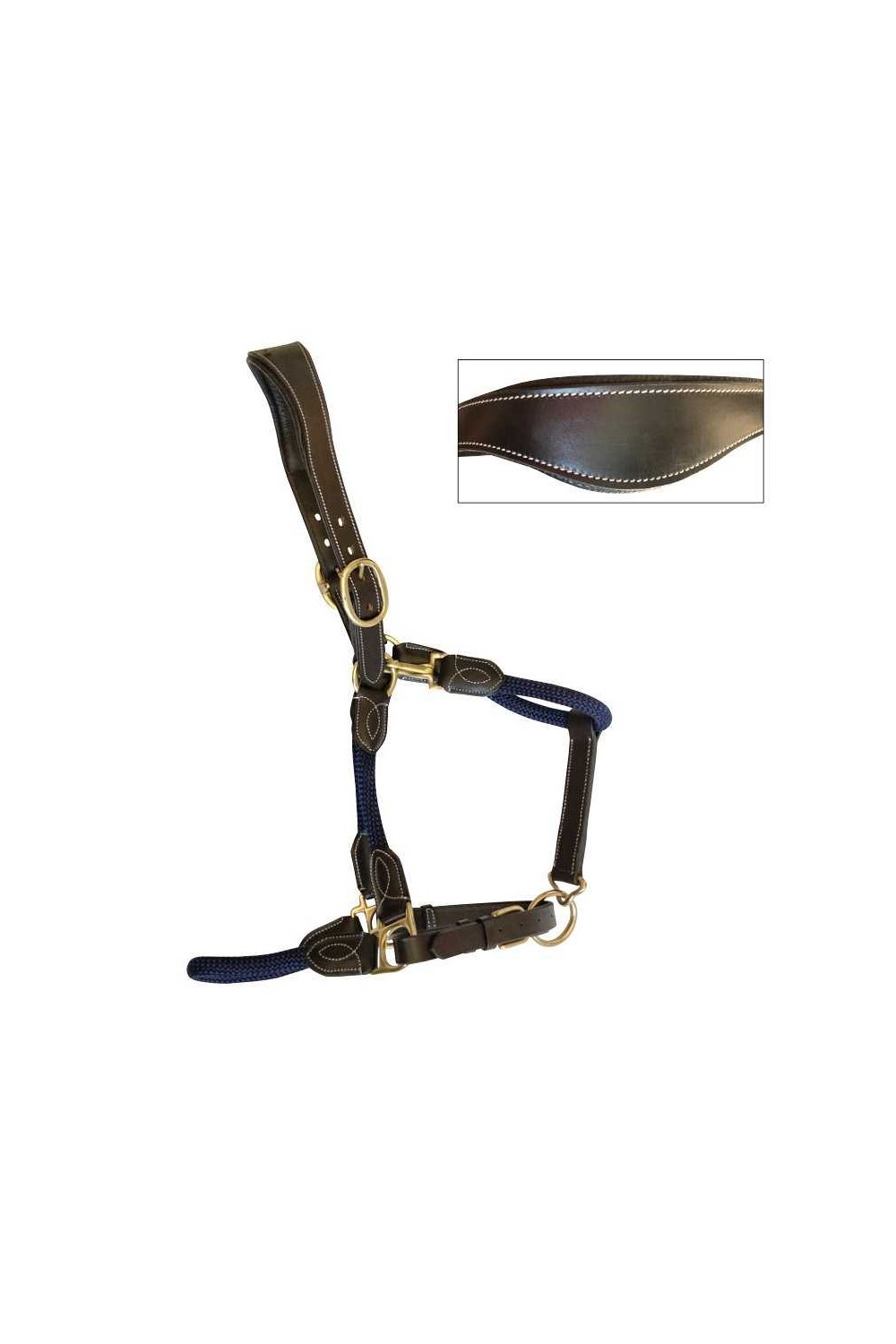 Cabezada de cuadra ergonÃ³mica, cuerda y cuero