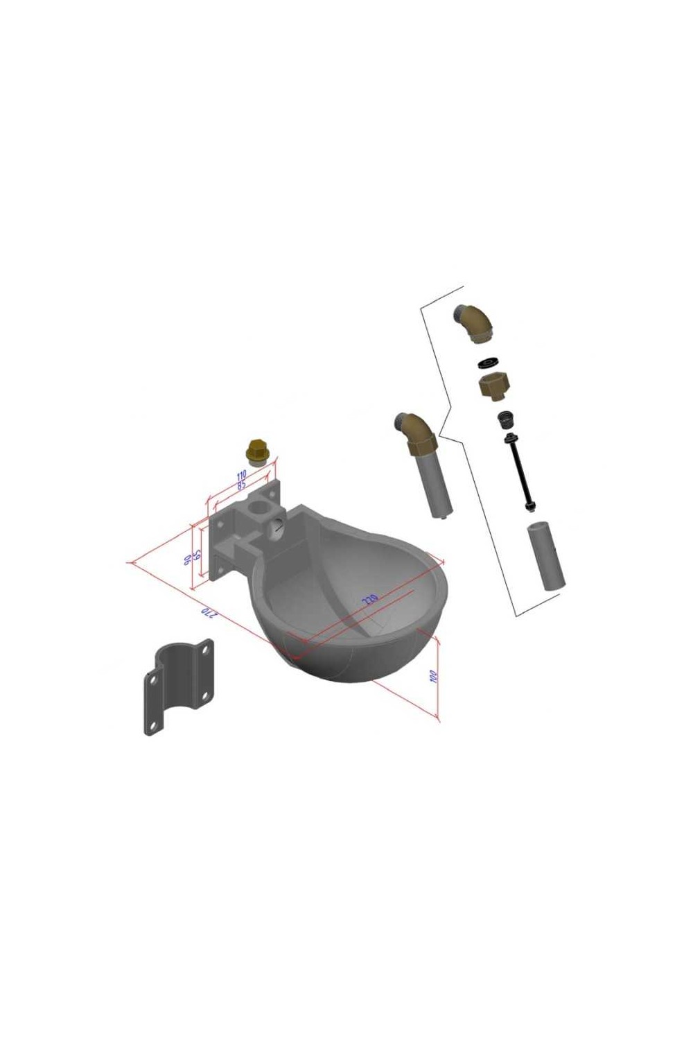 BEBEDERO CON VÃLVULA DE ALUMINIO