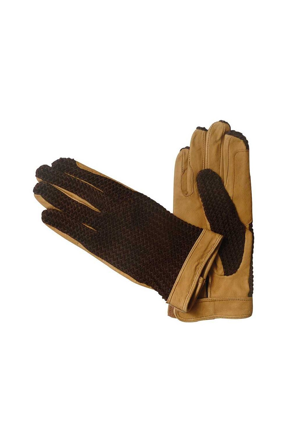 GUANTES EN CUERO Y PUNTO