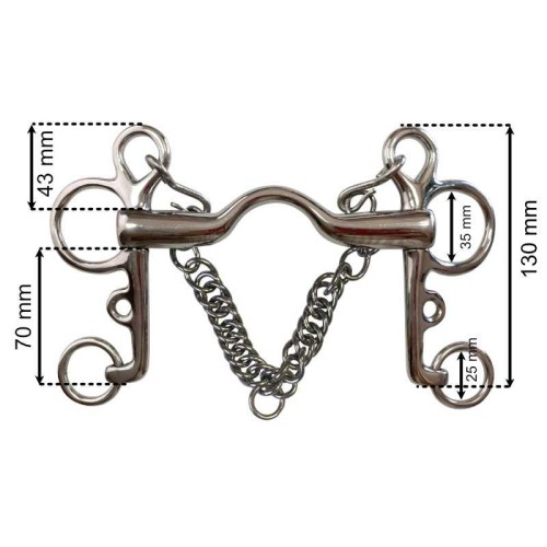 BOCADO PELHAM EMBOCADURA GRUESA PUENTE + CADENILLA INOX 2