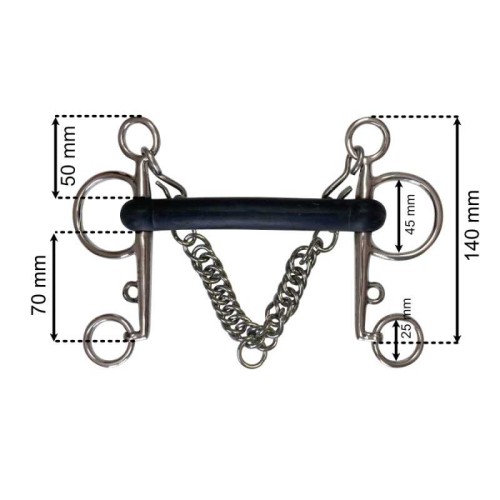 BOCADO PELHAM EMBOCADURA GOMA FLEXIBLE INOX 2