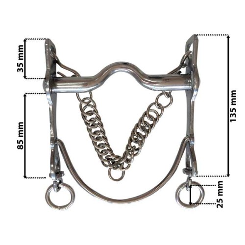 BOCADO VAQUERO CROMADO EMBOCADURA SUAVE BARRA CURVA 2