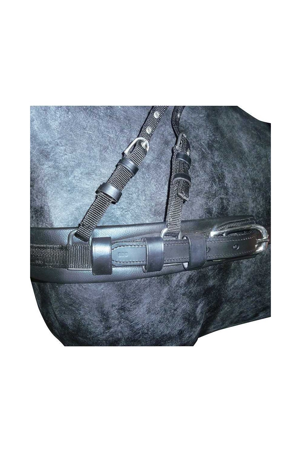 ENGANCHE CON PECHOPETRAL PARA DOS CABALLOS NYLON Y CUERO