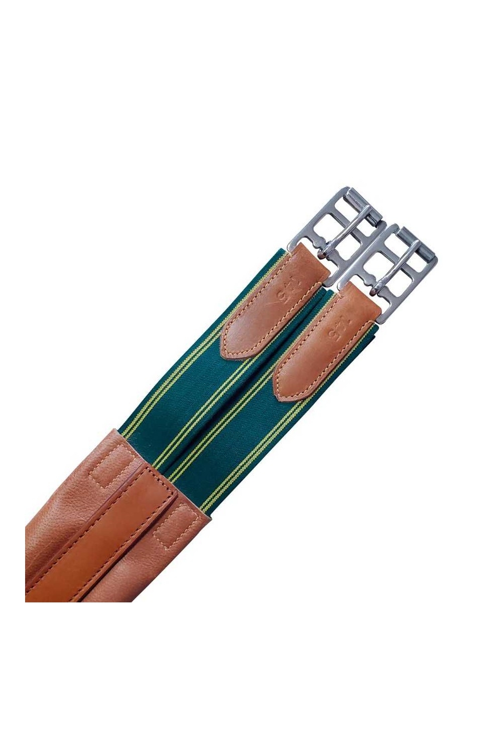 CINCHA DE CUERO MOLDEADA CON ELÃSTICO Y PIQUETE CENTRAL