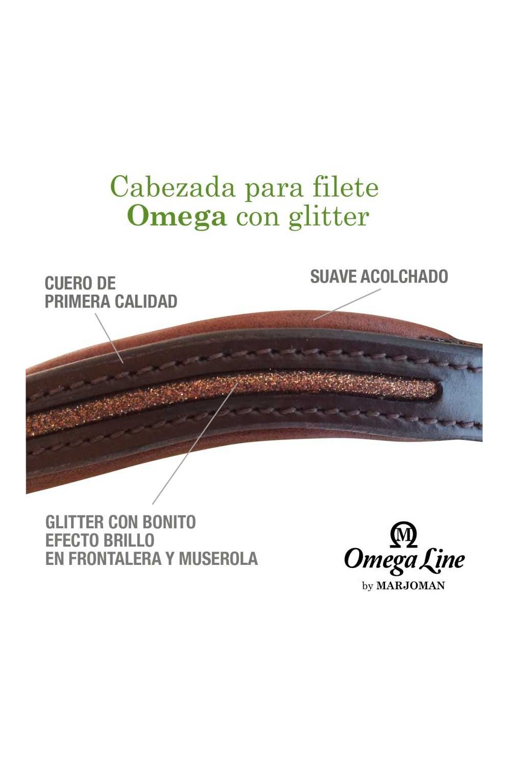CABEZADA PARA FILETE OMEGA LINE CON GLITTER BRILLO