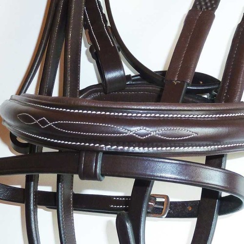 CABEZADA DE CUERO INGLÃ‰S CON RIENDAS DE GOMA 2