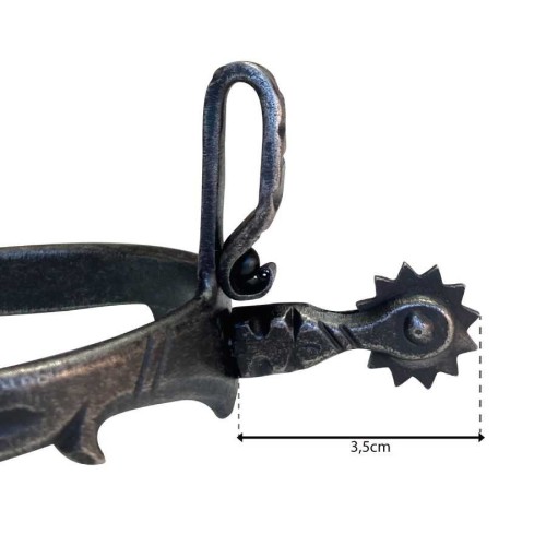 Espuela vaquera de fragua gallo recto ruleta inglesa (par)