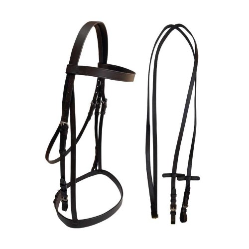 Cabezada para filete lisa con riendas de cuero
