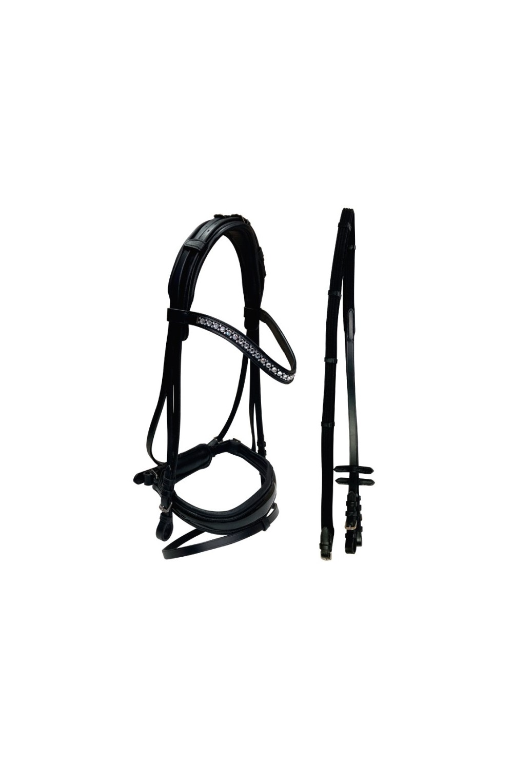 Cabezada para filete ergonÃ³mica con frontalera decorada y riendas de lona