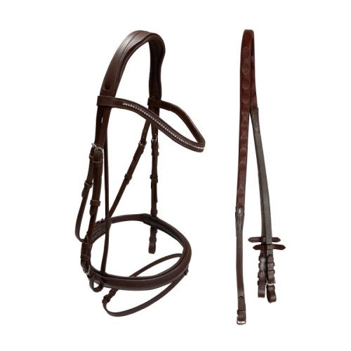 Cabezada para filete ergonÃ³mica con frontalera decorada y riendas de goma