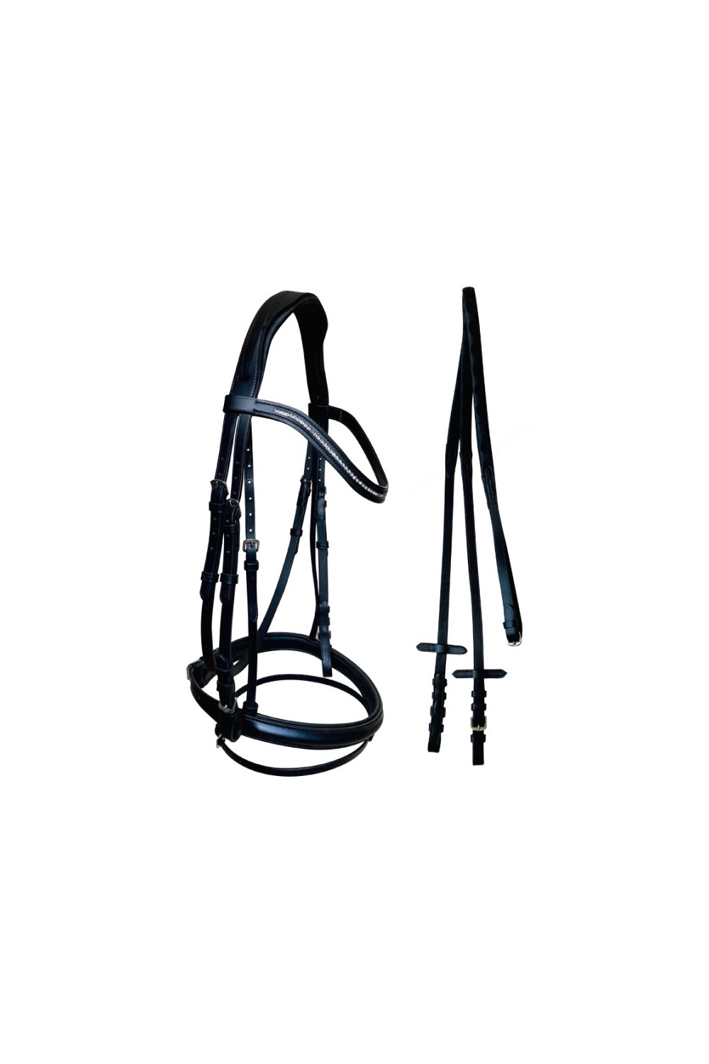 Cabezada para filete ergonÃ³mica con frontalera decorada y riendas de goma