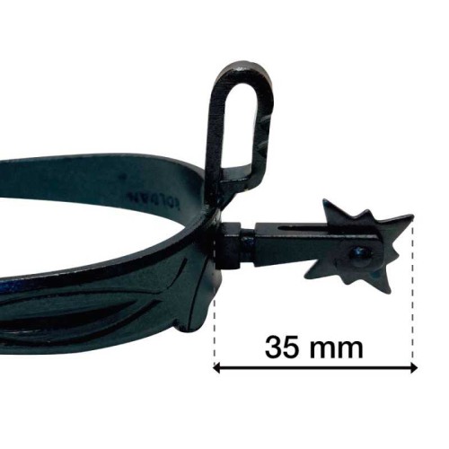 Espuela vaquera pavonada gallo corto recto ruleta vaquera