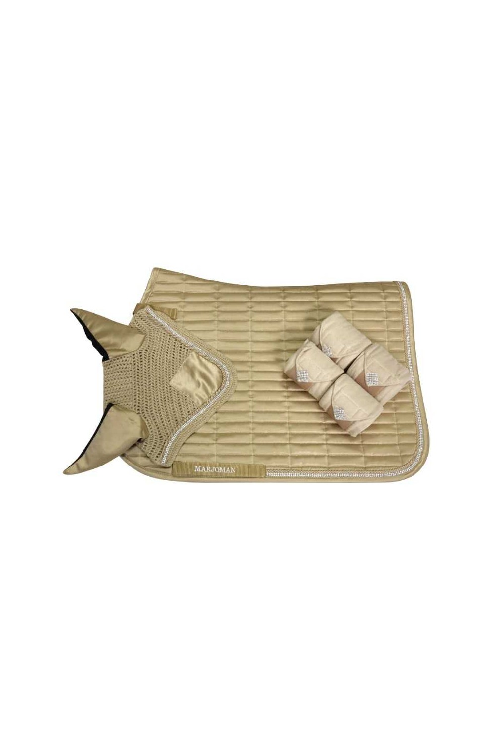 Juego de mantilla con brillantes + orejeras + vendas