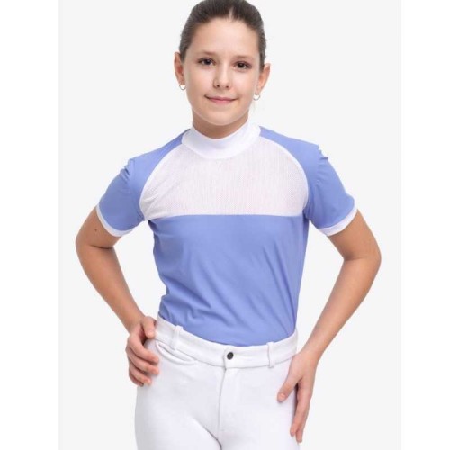 Camiseta hÃ­pica de concurso Cavalliera BABY BLUE MESH KIDS manga corta