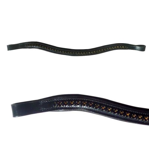 FRONTALERA PARA CABEZADA INGLESA CADENA PIEDRAS NEGRAS