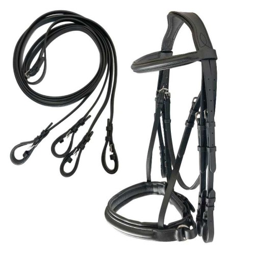 Cabezada de doble rienda con testero ergonÃ³mico y muserola sueca