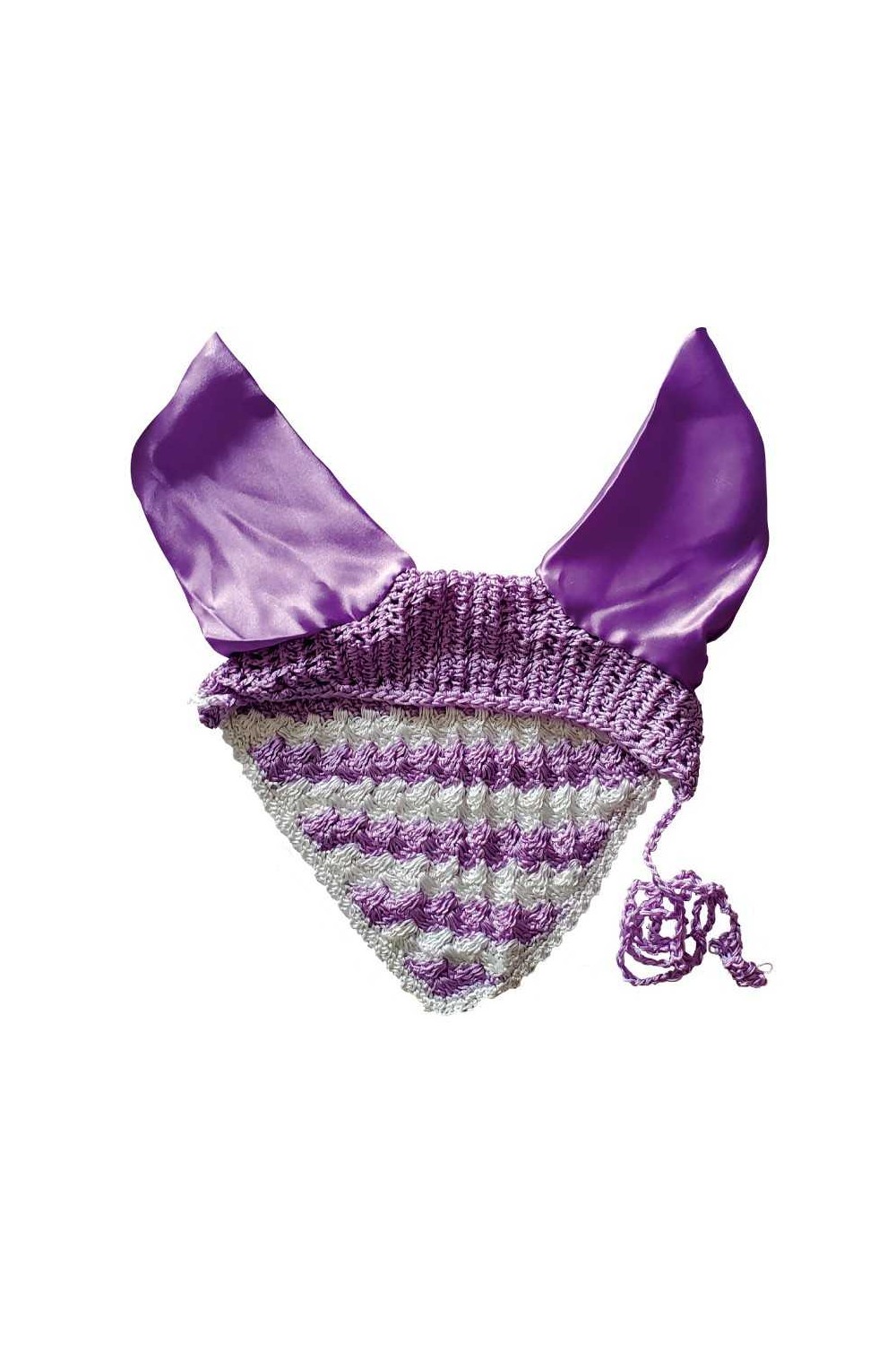 MOSQUERO DE GANCHILLO CON CUBREOREJAS EN RASO