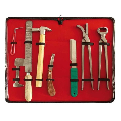 MALETÃN PARA HERRADOR CON 8 HERRAMIENTAS ACERO INOX