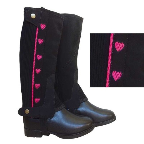 POLAINA NEUBEC NEGRA CON CORAZONES ROSAS