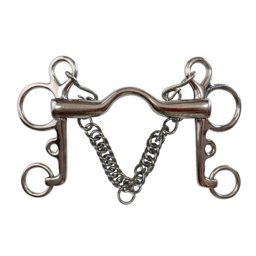 BOCADO PELHAM EMBOCADURA GRUESA PUENTE + CADENILLA INOX