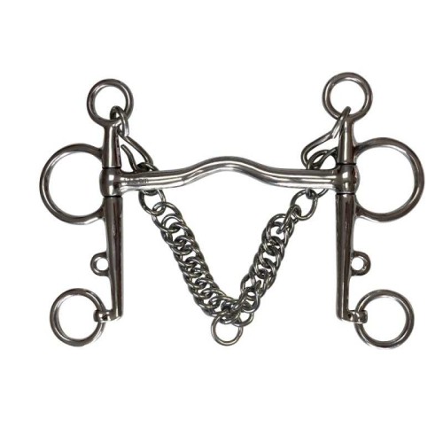 Bocado Pelham inox con puente suave y cadenilla