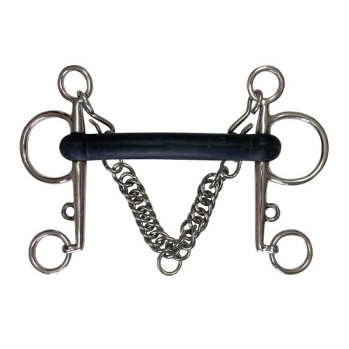 BOCADO PELHAM EMBOCADURA GOMA FLEXIBLE INOX