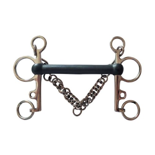 BOCADO PELHAM EMBOCADURA GOMA RÃGIDA INOX.