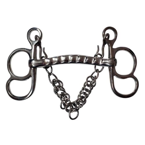 BOCADO COCHE DOS GLOBOS INOX. EMBOCADURA RÃGIDA ESTRIADA