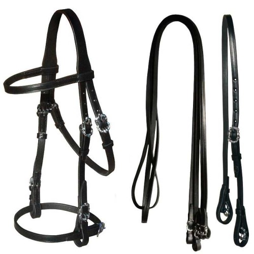 CABEZADA MARJOMAN PORTUGUESA LISA CON HEBILLAS DE CORTESÃA DOBLE RIENDA
