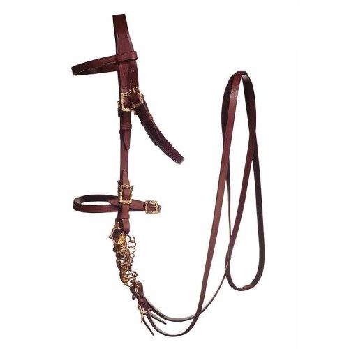 CABEZADA MARJOMAN PORTUGUESA LISA CON HEBILLAS DE CORTESÃA CON RIENDAS