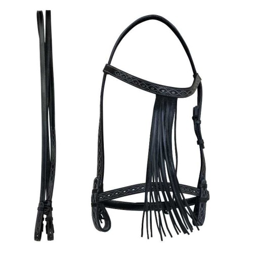 CABEZADA VAQUERA REPUJADA ECONÃ“MICA CON RIENDAS