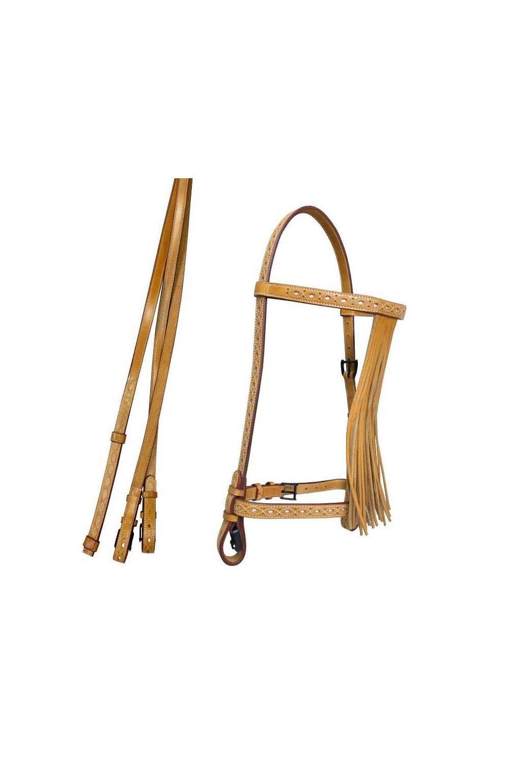 CABEZADA VAQUERA REPUJADA ECONÃ“MICA CON RIENDAS