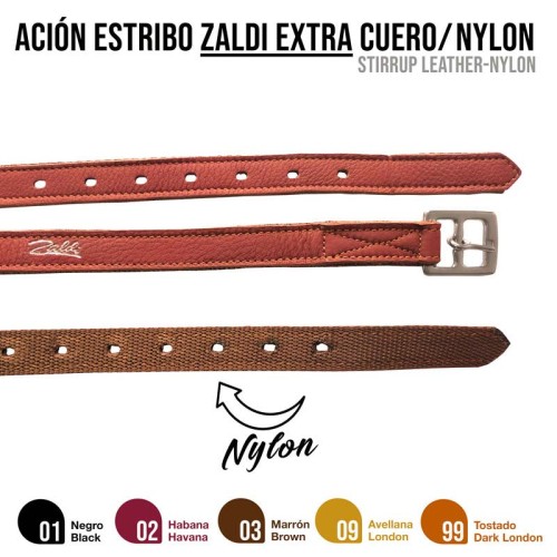 ACIÃ“N ESTRIBO ZALDI EXTRA CUERO/NYLON