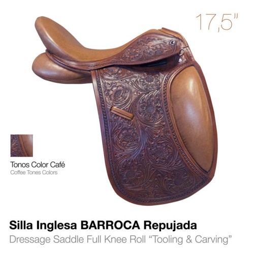 SILLA INGLESA BARROCA REPUJADA 17.5" CAFÃ‰/AVELLANA