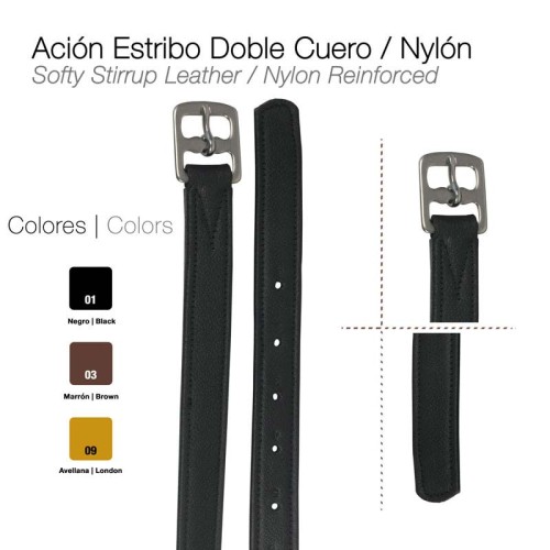 ACIÃ“N ESTRIBO DOBLE CUERO/NYLON