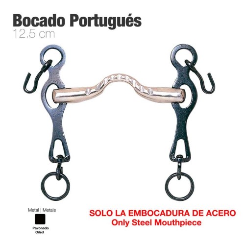 BOCADO PORTUGUÃ‰S EMBOCADURA ACERO PIERNA NEGRA 12.5cm