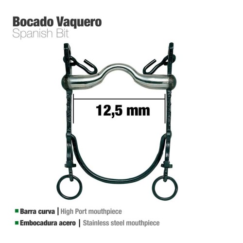 BOCADO VAQUERO B/CURVA EMBOCADURA ACERO 12.5cm