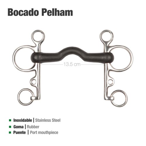 BOCADO PELHAM GOMA PUENTE ECONÃ“MICO INOX